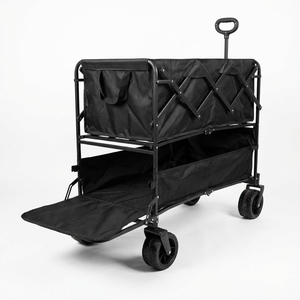 Carrito de Acero de Doble Plataforma Plegable y Portátil de Gran Capacidad, Alta Calidad, OEM ODM, para Compras, Herramientas, Campamento al Aire Libre - Product Image 4
