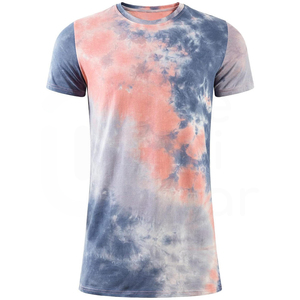 Camiseta de manga corta con cuello redondo y estampado tie-dye para hombre, informal, de punto, corte regular. - Product Image 1