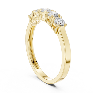Anillo de Boda de Cinco Piedras Redondas de Diamantes en Oro Amarillo de 18K, Elegante Anillo de Aniversario para Mujer, Anillo de Diamantes, Banda de Diamantes Redondos - Product Image 4