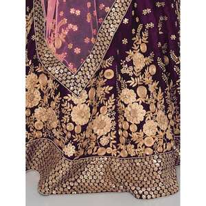 Impresionante vestido de noche de fiesta elegante Lehenga Choli bordado púrpura - Product Image 2