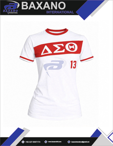 เสื้อยืดชมรมเดลต้า ซิกมา ทีตา ดีไซน์ตัวอักษรกรีก สำหรับสมาชิกชมรม สีแดงและสีขาว ผ้าฝ้าย 100% ระบายอากาศได้ดี ชมรม DST - Product Image 4