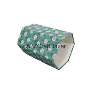 Cubo de Basura Plegable Hexagonal de Cartón de Papel de Algodón Ecológico Hecho a Mano en India con Diseños Impresos DIY - Product Image 4
