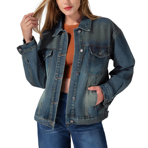 Premium Quality Stylish Wholesale Price Mid-length <b>Women's</b> Denim Jeans <b>Jackets</b> Custom Printed Logo <b>Women</b> Denim <b>Jackets</b> - Product Image 1