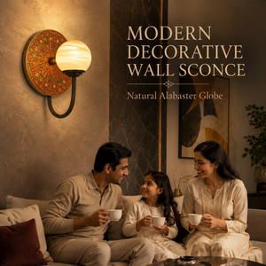 Modern Plant Pattern Alabaster Globe Wall Lamp Luxury Natural Stone LED Wall <b>Sconce</b> Decorative <b>Lighting</b> Fixture for Home Bedroom - Product Image 4