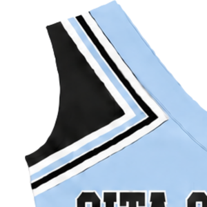 Haut d'uniforme de cheerleading bleu ciel sans manches à col en V pour femmes et filles, idéal pour la performance, la danse d'équipe, l'entraînement et la compétition - Product Image 3