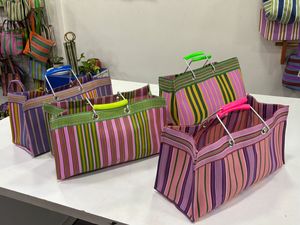Premium Quality Eco-Friendly Recycled Nylon Striped Custom Recycled Nylon tote <b>Bags</b> Indian Market <b>Bags</b> for Retail and Export - Product Image 1