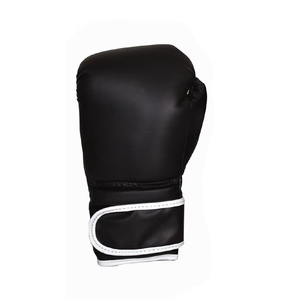 Gants de boxe en cuir noir avec fermeture auto-agrippante au poignet, conception à doigts entiers pour l'entraînement des adultes - Product Image 2