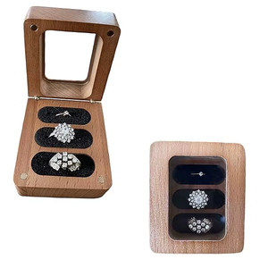 Organizador de Joyas de Viaje Mini de Terciopelo Personalizado, Caja de Joyería de Madera Marrón para Anillos y Pendientes por HF CRAFTS - Product Image 4