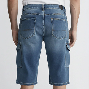 Men's Cargo Denim <b>Shorts</b> Mid <b>Waist</b> Distressed Blue Summer Casual <b>Jean</b> <b>Shorts</b> With Pockets Ripped Style Denim Jorts - Product Image 4