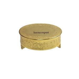 แท่นวางเค้กโลหะเคลือบทองลายนูนสุดหรูสำหรับตกแต่งงานแต่งงานและงานวันเกิด - Product Image 3