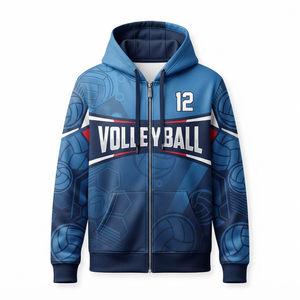 Sweat-shirt à capuche zippé pour homme, sport handball, avec poche avant, cordon de serrage à la capuche, manches longues - Product Image 1