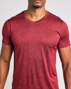 Camiseta deportiva de alto rendimiento para hombre con diseño de cuello en V, soporte de compresión y absorción de humedad. - Product Image 3