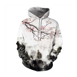 Sweat-shirt à capuche unisexe imprimé fleurs de cerisier, 100 % polyester tricoté, décontracté, pour le printemps, coupe classique, sublimation - Product Image 2