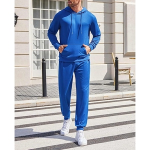 Custom Men's Winter Hooded Solid Color Breathable Lightweight <b>Tracksuit</b> Drawstring Jacket Regular Fit Pants Quick Dry Sports Gym - Product Image 2