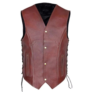 Top Seller Best Western Cowboy Leather Windproof High Quality High Street Men's <b>Vest</b> & Waistcoat From Pakistan - Product Image 3