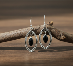 Black Onyx 925 Sterling Silver Handmade Dangle <b>Earrings</b> Oval Frame Boho <b>Hook</b> <b>Earrings</b> Gift Jewelry For Women Elegant Design Sets - Product Image 1