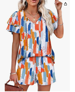 Conjunto de Ropa Informal para Mujer, Verano, Cómodo, Dos Piezas, Manga Corta - Product Image 3