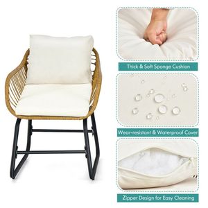 Set bistrot da 3 pezzi con 2 sedie in Rattan e tavolino quadrato in vetro per intrattenere all'aperto - Product Image 6