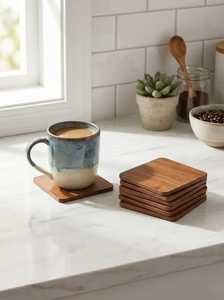 Sous-verres en bois personnalisables de haute qualité, sous-verres et dessous de plat en bois personnalisés gratuitement, sous-verres en bois de noyer foncé - Product Image 3