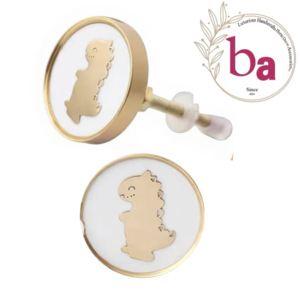 Poignée de meuble en laiton motif dinosaure bébé, en résine blanche, design contemporain, pour tiroirs de cuisine, salle de bain, commodes et armoires, facile à installer - Product Image 6