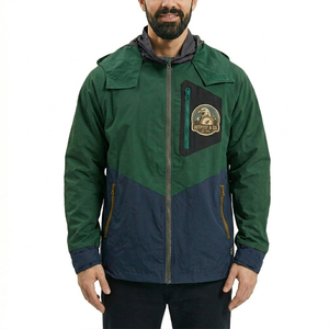 Men's Hooded Color Block Puffer Jacket Waterproof Polyester Wadding Casual Winter Outdoor <b>Coat</b> With Patch Design - Product Image 5