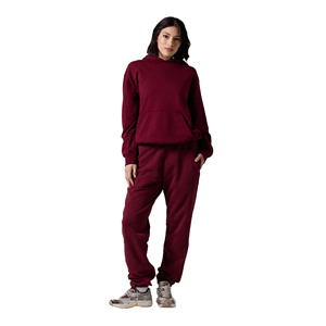 Women Fleece <b>Pants</b> Solid Color Elastic Waist Loose Fit Full Length Casual Sweatpants Autumn Wear - Product Image 1