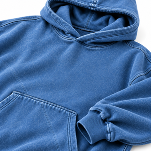 Sudadera con Capucha Azul Lavado para Hombre, Sudadera con Bolsillo Delantero, Ropa Casual de Calle - Product Image 5