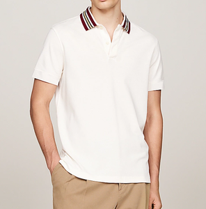 Vente directe usine – Polo homme à col contrastant, logo personnalisé imprimé, en coton doux et respirant, manches courtes, tricot uni - Product Image 1