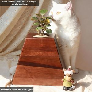 Urne commémorative en noyer, pot funéraire artisanal en bois avec couvercle amovible, pot décoratif pour fleurs - Product Image 2