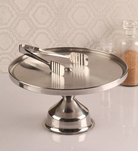 Base para Pastel de Acero Inoxidable de Primera Calidad con Elegante Base de Pedestal, Acabado Resistente al Óxido, Ideal para Servir Postres y Fiestas - Product Image 1