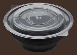 Tazón Redondo Negro Biodegradable de 20 oz, Libre de BPA, Apto para Microondas, con Tapa Transparente Ventilada, 120 Unidades (40/6) para Restaurantes y Hoteles - Product Image 3