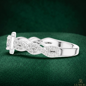 <b>925</b> Sterling <b>Silver</b> Cushion Cut Halo Moissanite Engagement <b>Ring</b> Twisted Pave Band Wedding <b>Ring</b> for Women - Product Image 4