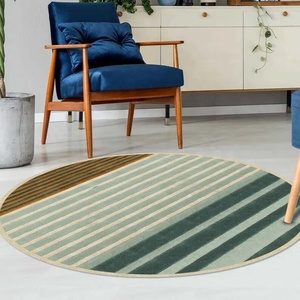 Alfombra hecha a mano para el hogar con material de lana, alfombra moderna geométrica redonda - Product Image 2
