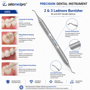 เครื่องมือขัดแต่งวัสดุคอมโพสิตสแตนเลส Dental Ladmore 2,3 สำหรับการขัดเรียบและขึ้นรูป OEM Zetomed Pro - Product Image 6
