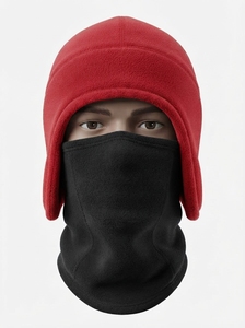 Cold Weather Winter <b>Hat</b> with Ear Flaps and Face Covering Soft <b>Warm</b> Fleece Comfortable Outdoor Headwear - Product Image 2