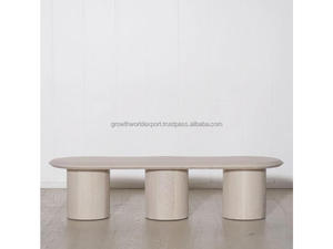 Handmade <b>Wooden</b> Center Table with Round Base Contemporary Furniture Scandinavian Style <b>Solid</b> Wood Side Table Irregular Shape - Product Image 4