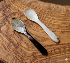 Petite cuillère à thé en corne de buffle naturelle jetable pour la cuisine domestique pour le café ou le thé de table Catégorie de produit - Product Image 1