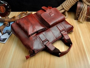 Porte-documents pour ordinateur portable de 15 pouces en cuir véritable pleine fleur Crazy Horse, durable, pour hommes, sac de bureau LLB-0352 - Product Image 6