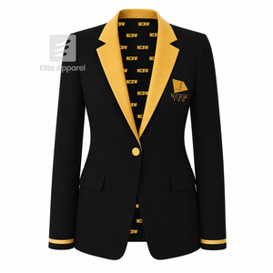 Blazer personnalisé de la Coalition NCBW avec logo brodé noir et or, doublure en polyester avec logo répété imprimé pour femme - Product Image 1