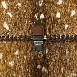 Handmade Genuine Leather <b>Messenger</b> <b>Bag</b> With Deer Print Pattern Brown Buckle Closure Unisex Daily Use - Product Image 3
