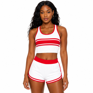 Ensemble sportif 2 pièces rayé rouge et blanc Cosh International Sorority Sisterhood, haut court et short, coupe sportive, longueur normale, respirant - Product Image 3