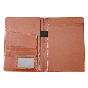 Carpeta de cuero para bloc de notas con soporte para bolígrafo y ranuras para tarjetas, organizador de negocios marrón - Product Image 2