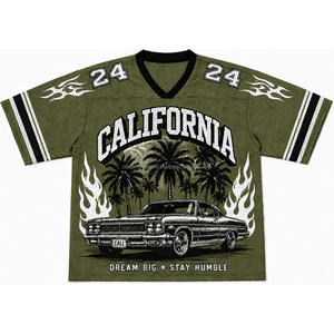 Custom <b>Men's</b> Mesh Graphic Jersey Streetwear Y2K Oversized Mesh T-shirt Football Jersey Style with Printed Design & V Neck - Product Image 2