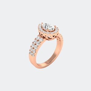 แหวนเพชรทรงลูกแพร์ 1.15 กะรัต - ดีไซน์ฮาโลแบบประดับเพชรสองชั้น - Product Image 6