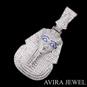 จี้ฮิปฮอปเพชรโมอิสซาไนต์รับรองโดย GRA เงินแท้ 925 ชุบทองคำสีกุหลาบ ปราศจากนิกเกิล ปราศจากสารตะกั่ว สำหรับทุกเพศ ประดับเพชรเต็มชิ้น เหมาะสำหรับงานปาร์ตี้ - Product Image 1