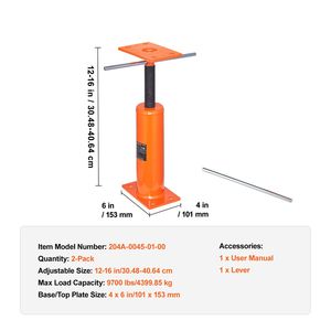 Paquete de 2 Gatos de Piso Ajustables de 12-16 Pulgadas, Capacidad Máxima de Carga de 9700 Libras, Gato de Sótano con Viga de Soporte y Características de Alta Resistencia - Product Image 3