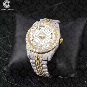 Charm_Jewells Women's Luxury Stainless Steel <b>Watch</b> Round Case Analog Quartz Movement Diamond Encrusted Bracelet 40mm - Product Image 1