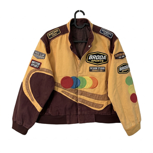 Latest Custom logo Embroidered Riding Motorcycle <b>Jacket</b> for Men Black <b>Vintage</b> Cropped Nascar Bomber <b>Jacket</b> Men OEM ODM Service - Product Image 5