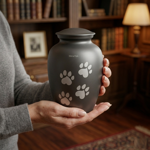Durable Aluminum Paw Print <b>Pet</b> Urn Handcrafted Metal Keepsake for Dogs Cats Elegant Pea Green Custom Colour Secure Funeral Urns - Product Image 3