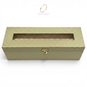 Factory High-End Premium Leatherette Plain Bracelet Bangles Display Case Velvet Interior <b>Mirror</b> Top Jewelry <b>Box</b> Travel Wholesale - Product Image 2